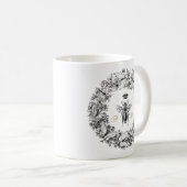 ヴィンテージモダンクイーンビーバタフライリースモノグラム コーヒーマグカップ (正面右)