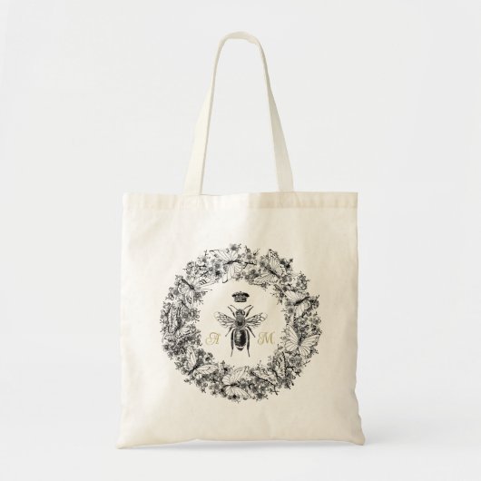 ヴィンテージモダンクイーンビーバタフライリースモノグラム トートバッグ (正面)