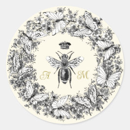 ヴィンテージモダンクイーンビーバタフライリースモノグラム ラウンドシール