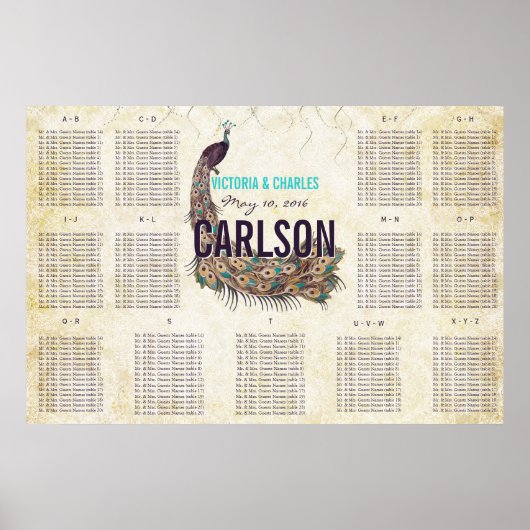 ヴィンテージモダンクジャク座席表 ポスター (正面)