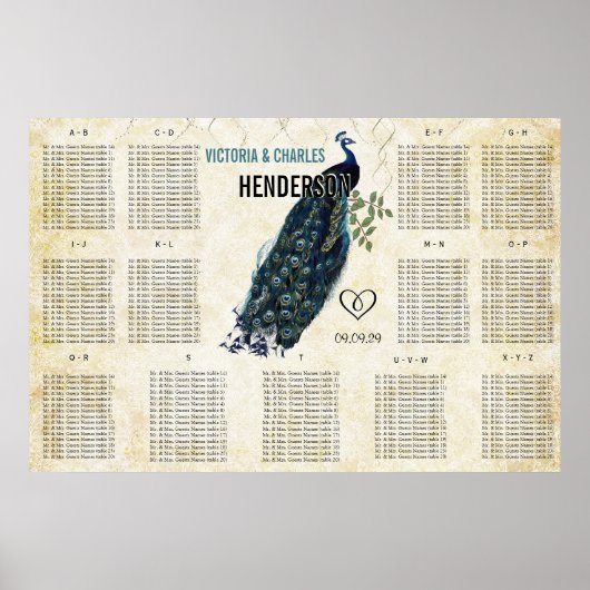 ヴィンテージモダンクジャク座席表 ポスター (正面)