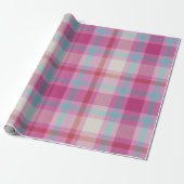 ヴィンテージモダンクリスマスプライド熱いピンクのアクア ラッピングペーパー (アンロールド)