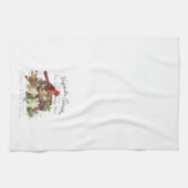 ヴィンテージモダンクリスマス（鳥）ショウジョウコウカンチョウ キッチンタオル (横)