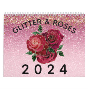 ヴィンテージモダングリッターとバラGlamフローラ2022 カレンダー