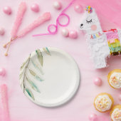 ヴィンテージモダングリーンユ葉カリカリ結婚ズ ペーパープレート (パーティー)