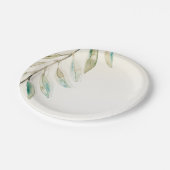 ヴィンテージモダングリーンユ葉カリカリ結婚ズ ペーパープレート (アングル)