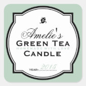 ヴィンテージモダングリーン |石パーソナライズされたけんキャンドル スクエアシール (正面)