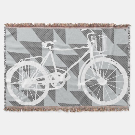 ヴィンテージモダングレーとホワイトパターン スローブランケット (正面)