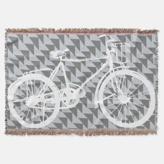 ヴィンテージモダングレーとホワイトパターン スローブランケット (正面)