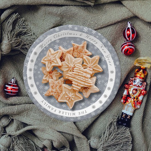 ヴィンテージモダングレーの雪片パターン ペーパープレート