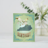 ヴィンテージモダンケンタッキー州の地図 – セージグリーン ポストカード (スタンド正面)