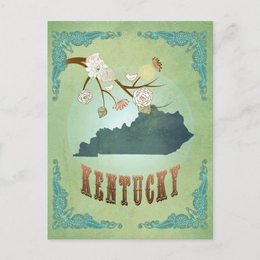 ヴィンテージモダンケンタッキー州の地図 – セージグリーン ポストカード (正面)