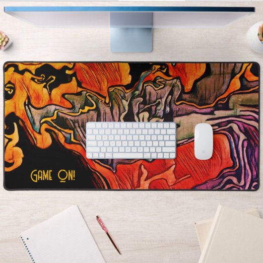 ヴィンテージモダンゲームオン抽象芸術カラフルゲーマー デスクマット