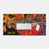 ヴィンテージモダンゲームオン抽象芸術カラフルゲーマー デスクマット (キーボード&マウス)