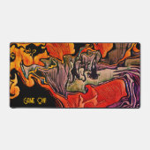 ヴィンテージモダンゲームオン抽象芸術カラフルゲーマー デスクマット (正面)