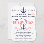 ヴィンテージモダンコーラル航海のバ結婚ー海軍 招待状 (正面)