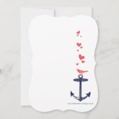 ヴィンテージモダンコーラル航海のバ結婚ー海軍 招待状 (裏面)