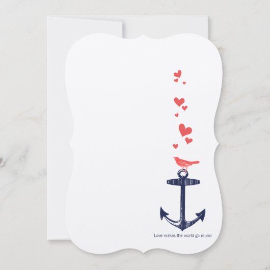 ヴィンテージモダンコーラル航海のバ結婚ー海軍 招待状 (裏面)