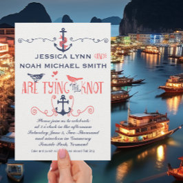 ヴィンテージモダンコーラル航海のバ結婚ー海軍 招待状