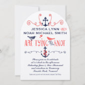 ヴィンテージモダンコーラル航海のバ結婚ー海軍 招待状 (正面)