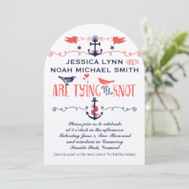 ヴィンテージモダンコーラル航海のバ結婚ー海軍 招待状