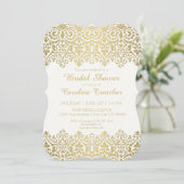 ヴィンテージモダンゴールデンレースルックエレガントブライダル 招待状 (スタンド正面)
