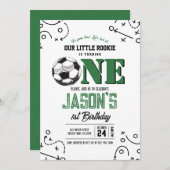 ヴィンテージモダンサッカースポーツ第1誕生日 招待状 (正面/裏面)