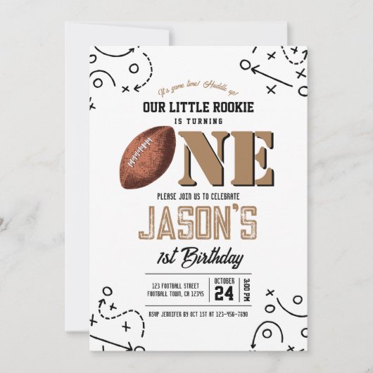 ヴィンテージモダンサッカースポーツ1日の誕生日 招待状 (正面)