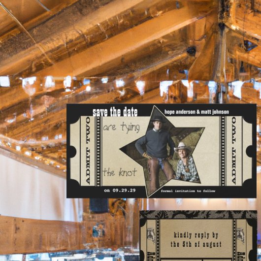 ヴィンテージモダンシアターチケット日付の保存 セーブザデート