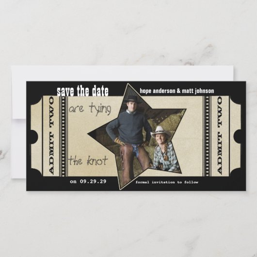 ヴィンテージモダンシアターチケット日付の保存 セーブザデート (正面)