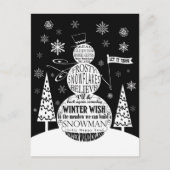 ヴィンテージモダンシャルボード雪だるまタイポグラフィアート ポストカード (正面)