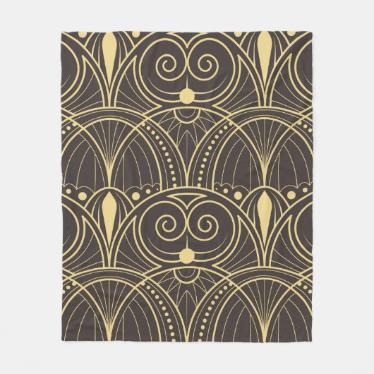 ヴィンテージモダンジオメトリタイルパターン金網 フリースブランケット (正面)