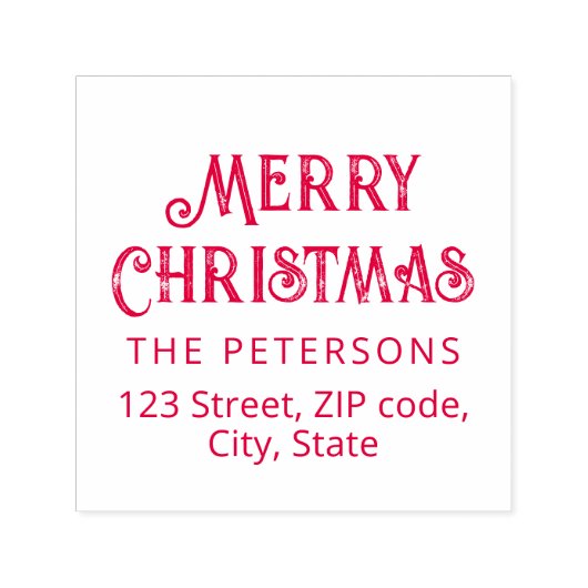 ヴィンテージモダンスクリプトレッドメッセージメリークリスマス セルフインキングスタンプ (デザイン)