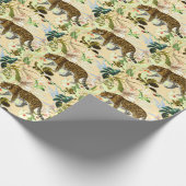 ヴィンテージモダンタイガージャングルトロピカル ラッピングペーパー (角)