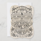 ヴィンテージモダンタイポグラフィウッド結婚ズ 招待状 (裏面)