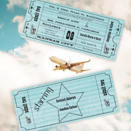 ヴィンテージモダンタイポグラフィチケットウェディング招待 招待状