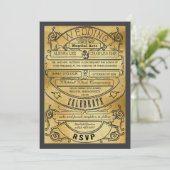 ヴィンテージモダンタイポグラフィチケットウェディング招待 招待状 (スタンド正面)