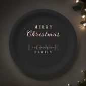 ヴィンテージモダンタイポグラフィメリークリスマスブラック ペーパープレート