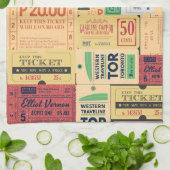 ヴィンテージモダンチェニマチケットクラシックレトロ キッチンタオル (折り畳み)