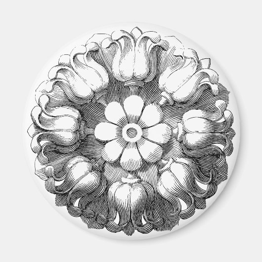 ヴィンテージモダンチューリップ花 マグネット (正面)