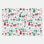 ヴィンテージモダンツリー&プレゼント休日 ラッピングペーパーシート (正面)