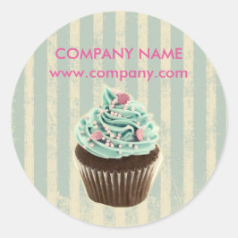 ヴィンテージモダンティール(緑がかった色)ベーカリーのデザートのカップケーキ ラウンドシール