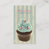 ヴィンテージモダンティール（緑がかった色）ベーカリーのデザートのカップケーキ 名刺 (正面)