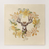 ヴィンテージモダンディアピ素朴ックフラワーリース ジグソーパズル (縦)