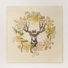 ヴィンテージモダンディアピ素朴ックフラワーリース ジグソーパズル