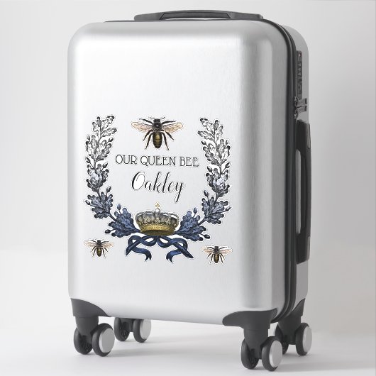 ヴィンテージモダンネイビーブルークイーンビーベビー子供部屋 シール (スーツケース)