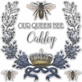 ヴィンテージモダンネイビーブルークイーンビーベビー子供部屋 シール (正面)