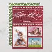 ヴィンテージモダンハッピーホリデーチャックボードフォトカード シーズンカード (正面/裏面)