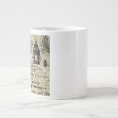 ヴィンテージモダンハロウィーンのカボチャとカラス ジャンボコーヒーマグカップ (正面)