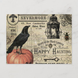 ヴィンテージモダンハロウィーンのカボチャとカラス ポストカード